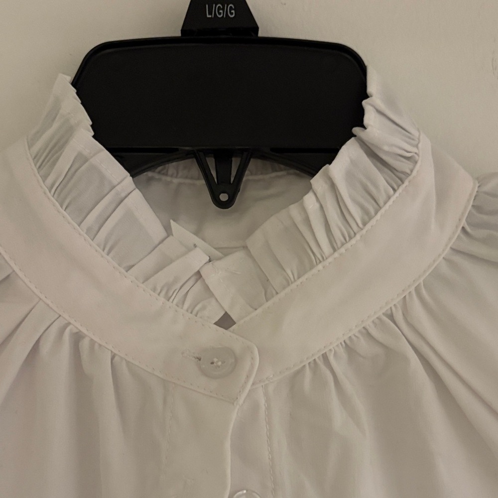 NY Collection White Ruffle Blouse - Picture 3 of 4